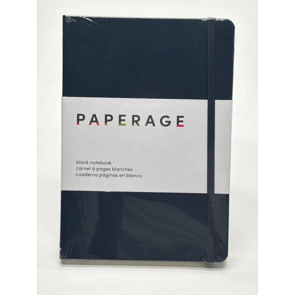PAPERAGE Blank Notebook Navy Blue Hardcover 5.6 x 8 inch 160 Pages 100 gsm 88503